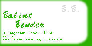balint bender business card